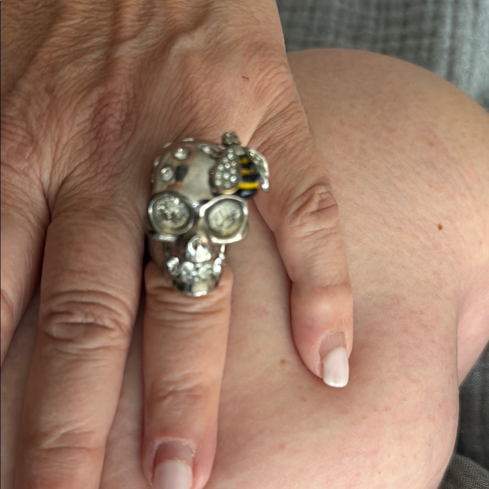 Alexander Mcqueen Silver And Yellow Cocktail Ring 220$